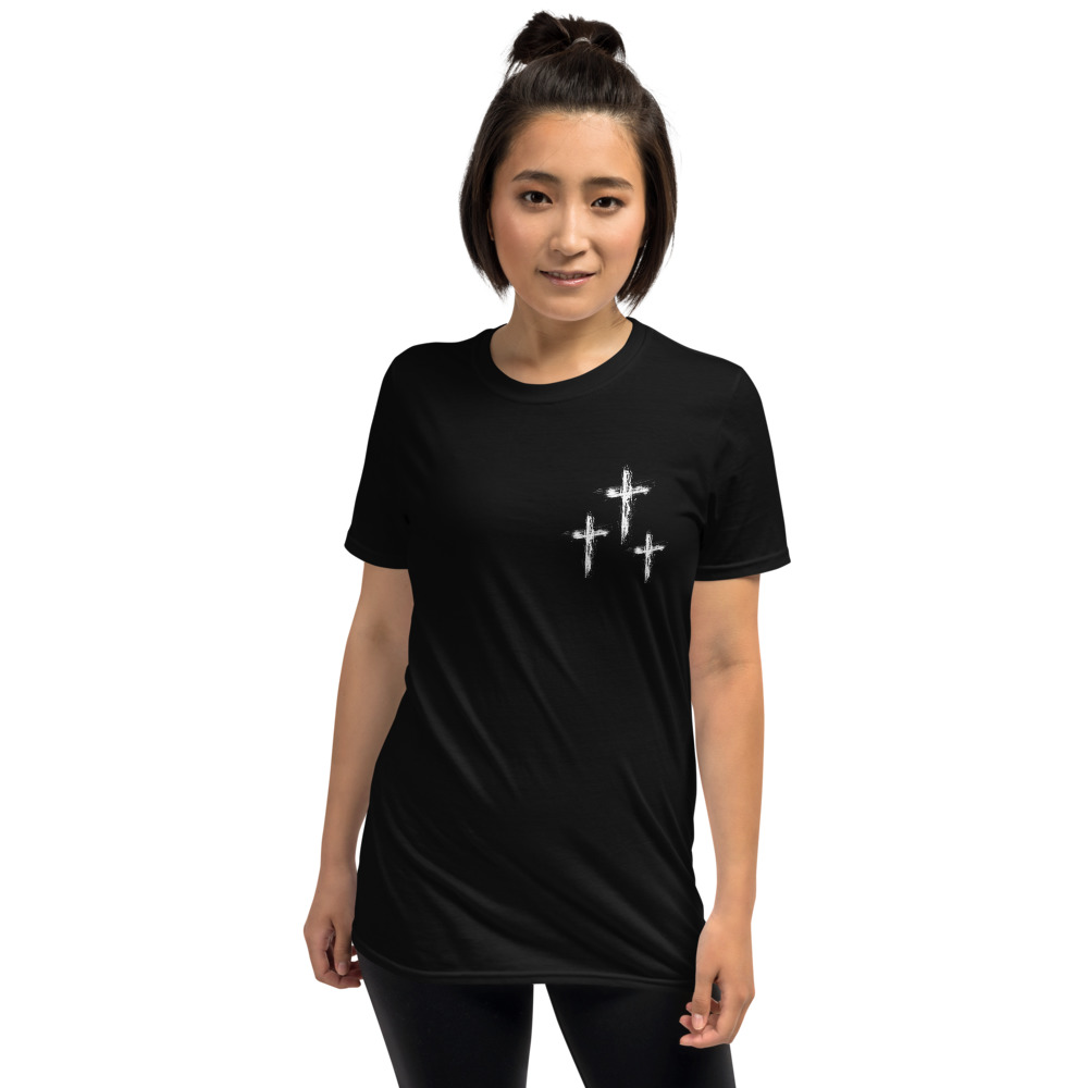 3 Crosses Women's Black T-Shirt — Short Sleeve — zapppBUY